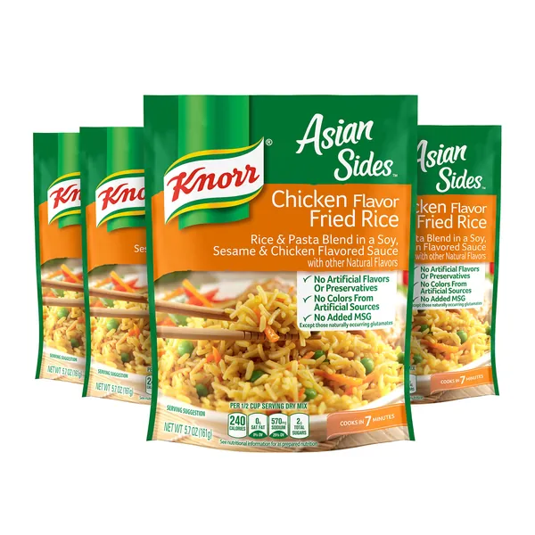 Knorr Asian Sides For a Tasty Rice Side Dish Chicken Fried Rice No Artificial Flavors 5.7 oz 4 Count - Pack of 4 Chicken Fried Rice