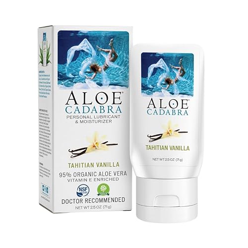 Aloe Cadabra Flavored Personal Lubricant and Vaginal Moisturizer, Organic Edible Aloe Lube for Men, Women and Couples, Non-Staining, pH Balanced, Toy Compatible (Tahitian Vanilla, 2.5 Ounces, 1 Pack) - Vanilla - 2.5 Ounce (Pack of 1)
