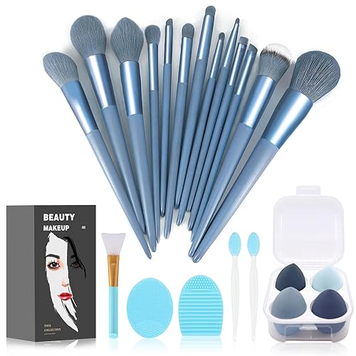 Koccido Makeup Brushes 22 Pcs Makeup Kit,Foundation Brush Eyeshadow Brush Make up Brushes Set (Blue, 22 Piece Set) - 22 Piece Set - Sky-blue