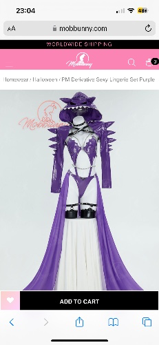 PM Derivative Sexy Lingerie Set Purple Cutout Bodysuit and Hooded Coat with Skirt and Choker