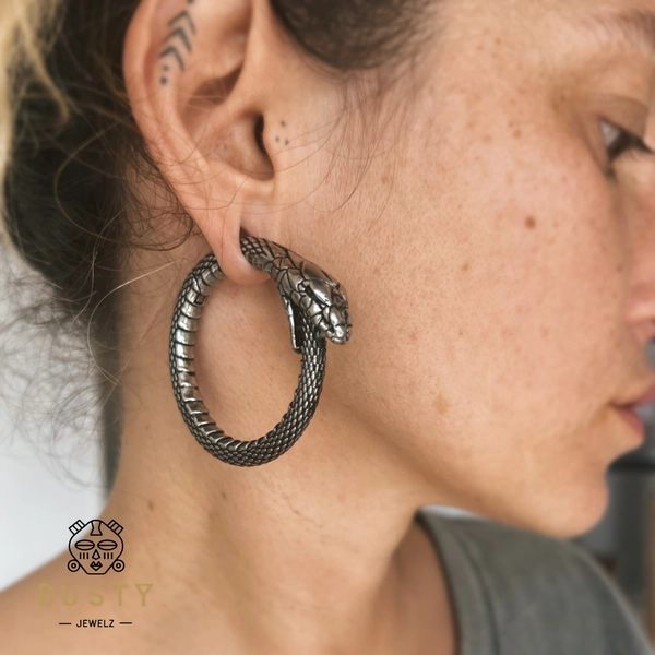 Snake Hoop Ear Weights | Hoops Earweights | Ear Hangers | Gauges Jewelry | Stretched Ears | Alternative Jewellery | Ear Spirals