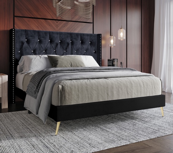 Petersfield Upholstered Wingback Bed