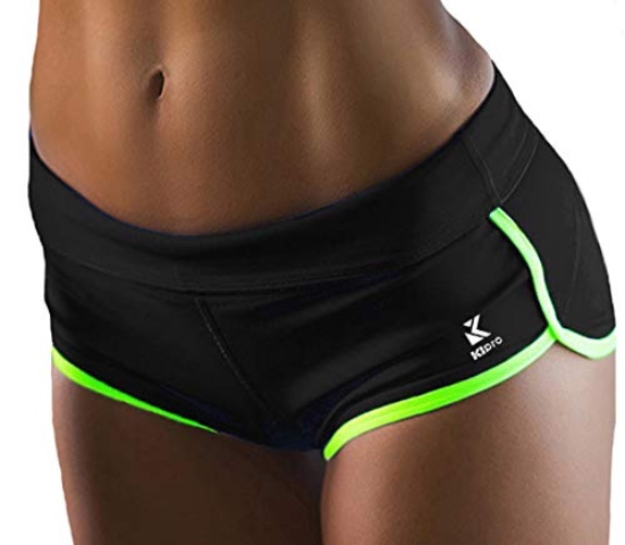 Kipro Women's Active Shorts Fitness Sports Yoga Booty Shorts for Running Gym Workout - Small - Black/Fluorescent Green