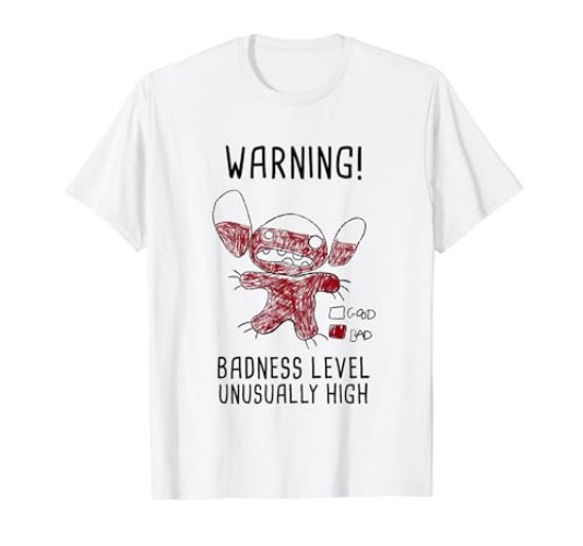 Disney Lilo & Stitch 626 Stitch Day Warning Badness Level T-Shirt - Men - White - Medium