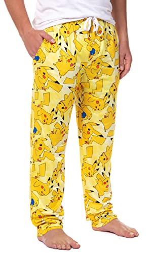 Pokémon Men's Pikachu Allover Character Subtle Tie Dye Adult Sleep Bottoms Pajama Pants - Medium