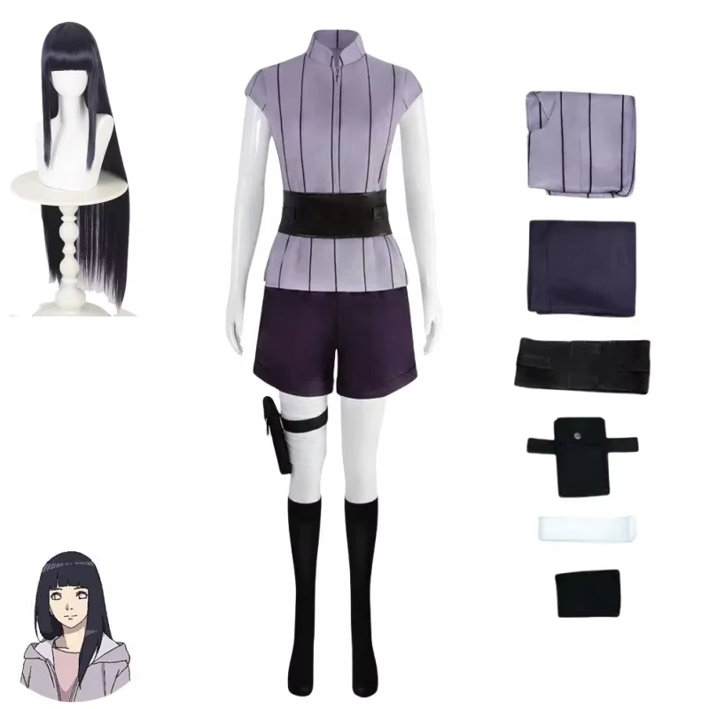 Hyuga hinata cosplay traje peruca roupas femininas halloween carnaval festa terno hyuuga ninja cosplayer roxo longo bonito peruca - AliExpress 