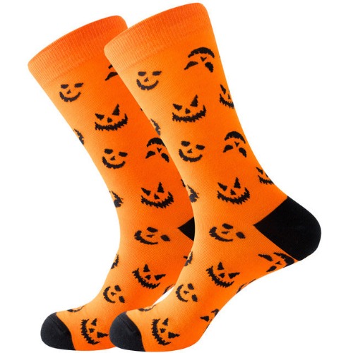 Pumpkin Face Patterned Socks (Adult Large)