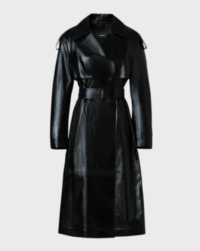 Carmela Belted Lambskin Leather Trench Coat