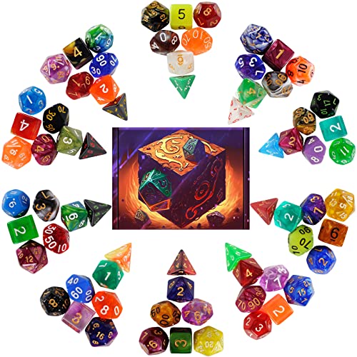 Mystery Dice Blind Box Random & Mixed/Unmatched Polyhedral Resin Dice Set 7PCS with Rounded Edges for Dungeons & Dragons, TTRPG - Surprise Gift for DMS and Players (Style A) - Style A