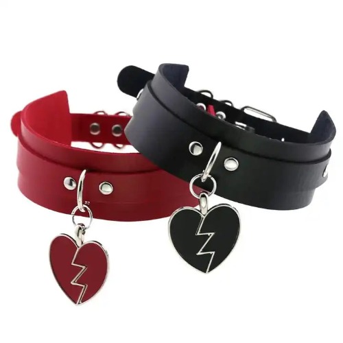 Gothic Punk Heart Choker - Red