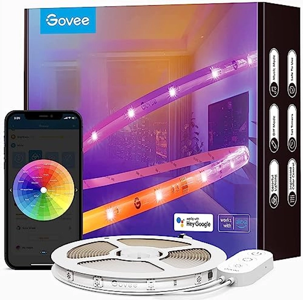 Govee RGBIC Alexa LED Strip Light, 5m Smart WiFi App Control, Alexa and Google Assistant Compatible, Music Sync LED Lights for Bedroom, Living Room, Christmas