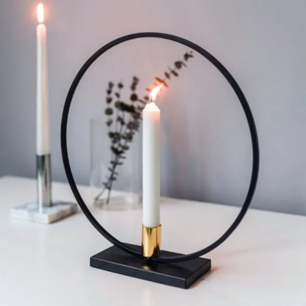 Circular Nordic Candle Holder - Black and Gold / Small