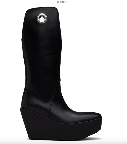 RICK OWENS Black Sliver Platform Kowboy Boots