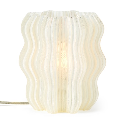 Mini Wavy Recycled Plastic Table Lamp | White / Small