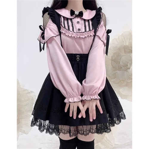 Pink Kawaii Lolita Y2K Japanese Style Blouse - 1 / L(52.5-57.5KGS)