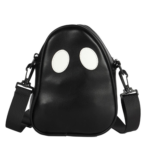 Black and White PU Fake Leather Ghost Bag - Black