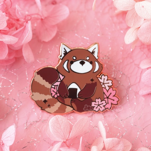 Sakura Red Panda Enamel Pin