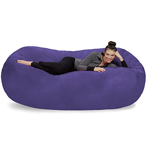 Sofa Sack Bean Bag Lounger - Plush Bean Bag Sofas with Super Soft Microsuede Cover - XL Memory Foam Stuffed Lounger Chairs for Kids, Adults, Couples - Jumbo Bean Bag Chair Furniture - Purple 7.5' - Purple