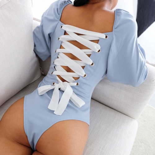 Corset Back Onesie (Up to 5XL + 3 Colors) - XXL / Light Blue