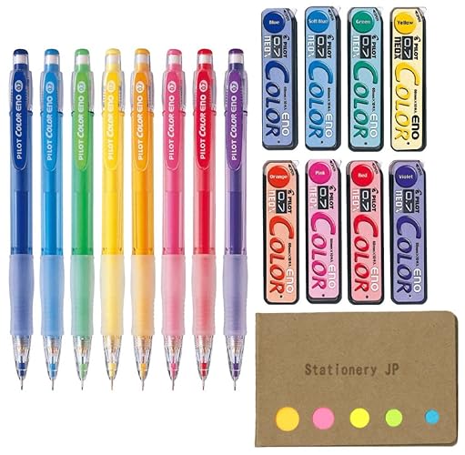 Pilot Color Eno Mechanical Pencil, 0.7mm, 8 Colors, Refillable, Smooth Writing, Lightweight
