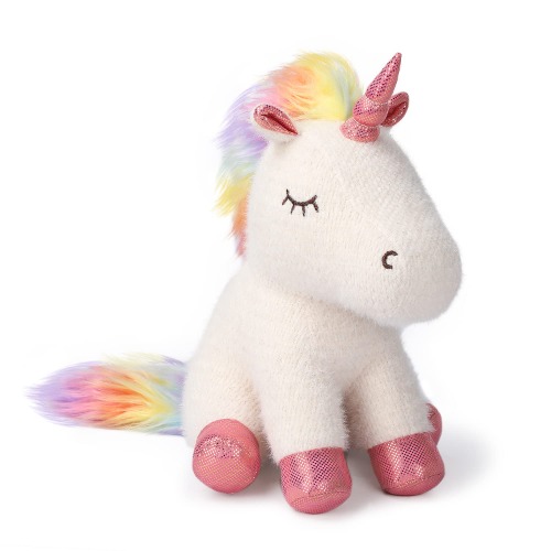 Unicorn Plush Toy, 12" Stuffed Throw Plushie Pillow Doll, Soft Fluffy Rainbow Pony Friend, Hugging Cushion - Present for Every Age (White) - White