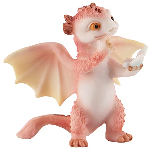 KEEPKAP Dragon Statue Mini Dragon Figurine, Resin Home Decor, Cute Ornaments, Lucky Animal Garden Statue for Micro Landscape (Dragon Reading On a Stone) - Butterfly and Dragon