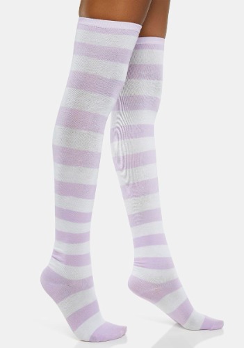 Lavender Show Your Stripes Thigh-High Socks