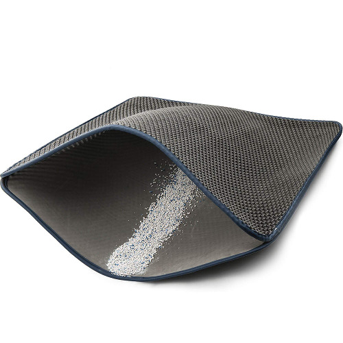 WePet Cat Litter Mat, Kitty Litter Trapping Mat, Honeycomb Double Layer Mats, No Phthalate, Urine Waterproof, Easy Clean, Scatter Control, Catcher Litter Tray Box Rug Carpet - L 30 x 25" #02 Grey