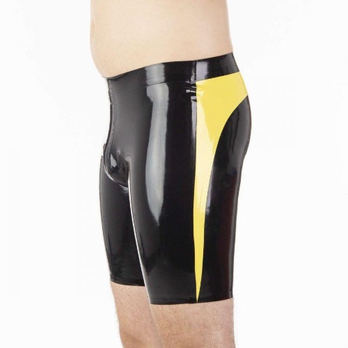 Rubber Compression Shorts, Yellow Side Panel & A/R Zip | XL