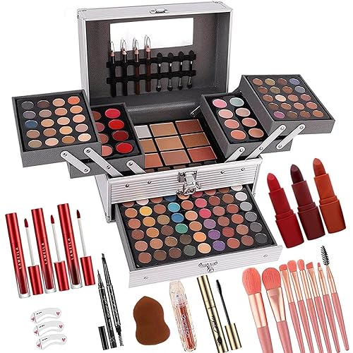 UNIFULL 132 Color All- In- One Makeup For Women Full Kit,Professional Makeup Kit,Makeup Gift Set for Women,Girls&Teens,Include eyeshadow/lipstick/concealer/Lip Gloss/Eyeliner/Mascara（006N2-Silver） - Set 1