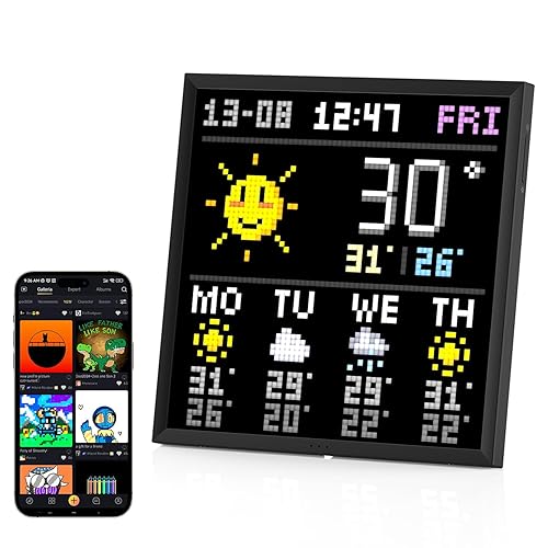Divoom Pixoo-64 WiFi Pixel Art Display Digital Photo Frame with a 64x64 LED Panel, Unique Lighting Decoration w/App Control - black