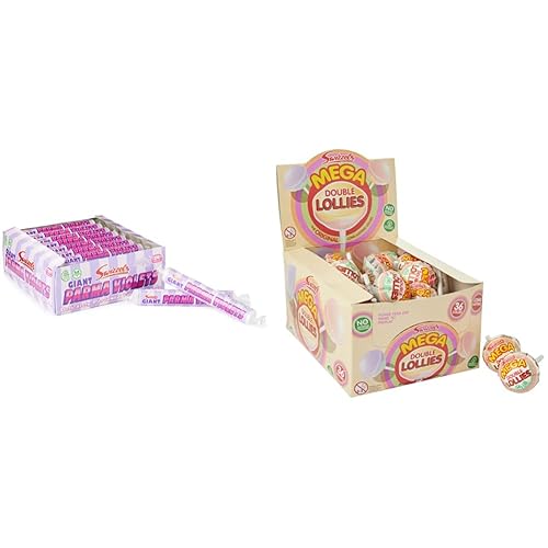 Swizzels Giant Parma Violets 24 Rolls (24 x 40 g) & Mega Double Lollies (36 Pieces) - 1 - + Mega Double Lollies (36 Pieces)