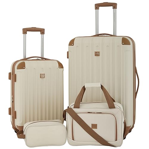 Travelers Club Midtown Hardside Luggage Travel, Vanilla, 4-Piece Set - Vanilla