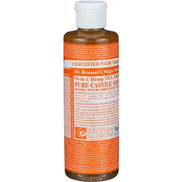 DR. BRONNER'S Castile LIQ SP,OG3,T/Tree 8 OZ 1-EA