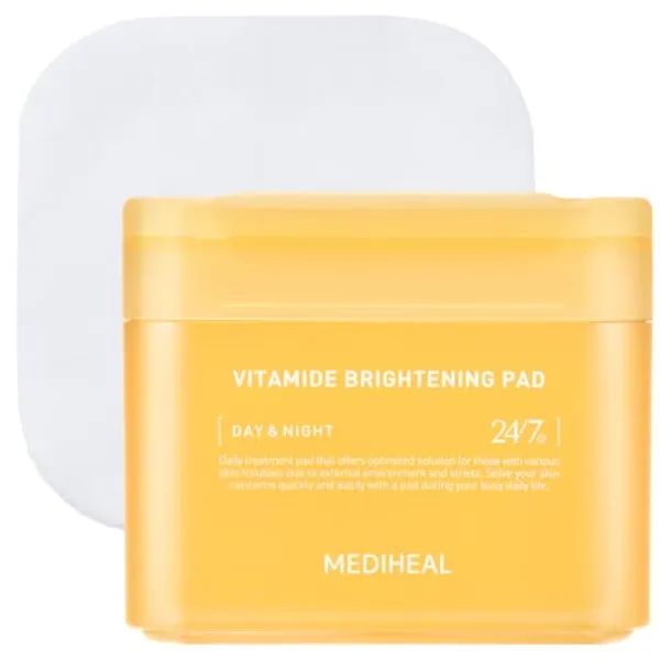 Mediheal Vitamide Brightening Pad - Vegan Face Hypoallergenic Pads with Niacinamide, Sea Buckthorn - Radiance Boosting Pads for Clear, Illuminating Skin 100 Pads