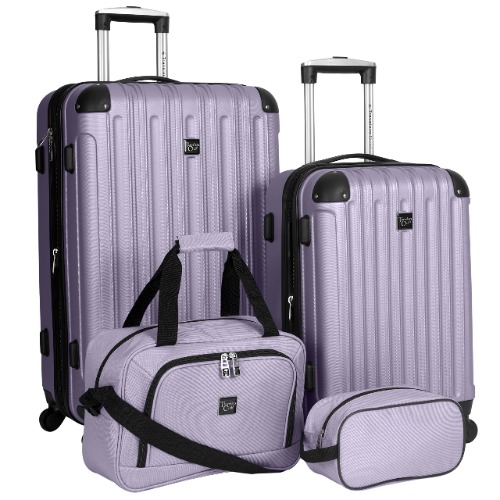 Travelers Club Midtown Hardside Luggage Travel Set, Spinner Wheels,Zippered Divider,Telescopic Handle,Lightweight, Lilac, 4-Piece Set - 4-Piece Set Lilac