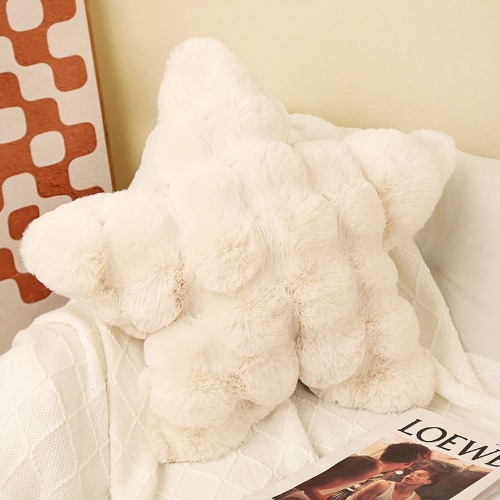 Furry Home Cushions (12 VARIANTS) - Cream Star (12 x 12" / 30 x 30cm)