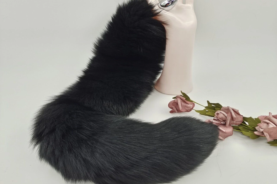 Black Real Fox Tail Fox Tail Cosplay Anime Sexy Cute Animal Furry Mature Fox Tail Butt Plug