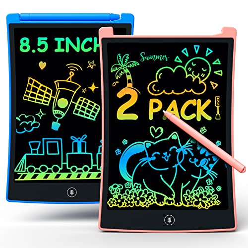 bravokids 2 Pack LCD Writing Tablet with 4 Stylus, 8.5 inch Colorful Doodle Board Drawing Pad for Kids, Travel Games Activity Learning Toys, Birthday Gift for Age 3 4 5 6 7 8 Year Old Boys Girls - 8.5 Inch - 2 Packs