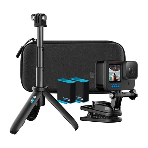 GoPro HERO10 Black Accessory Bundle - Includes HERO10 Camera, Shorty (Mini Extension Pole + Grip), Magnetic Swivel Clip, Rechargeable Batteries (2 Total), and Camera Case