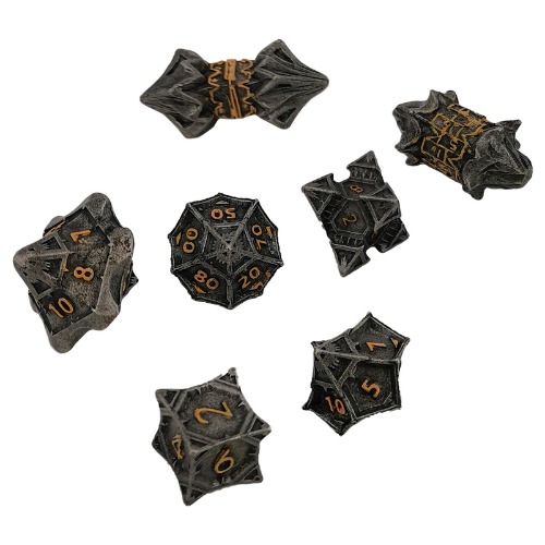 Gidenfly DND tärningssats, 7-delat polyedriskt tärningsset för dungeons och drakrollspeltärningar, D- och D-kub, RPG polyeder-kub, ihåliga metallkuber för bordsrollspel - Guld