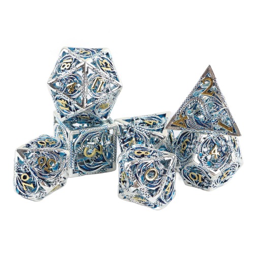 Metal Dice DND Set, Polyhedral Flying Dragon Metal Dice, Brädspel rekvisita 3D-skulptur tärning Rullande tärningar för Dungeons Dragon RPG Explorers Savage World och bordsspel