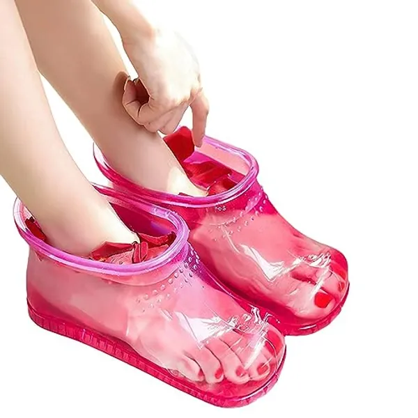 WMHYLYH Massage Foot Bath Shoes Foot Soaking Bath Basin, Portable Foot Soak Tub Foot Soaker, Foot Spa Shoes Pedicure Foot Spa for Thermal Massage to Promote Blood Circulation (Large,Red)