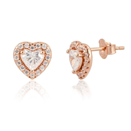 1.5 Carat Halo Heart Stud Earrings/18K Rose Gold & Cubic Zirconia