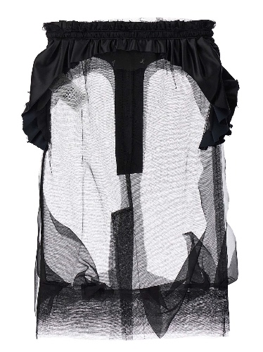 Satin Ruche Tulle Skirt Skirts Black - 40IT