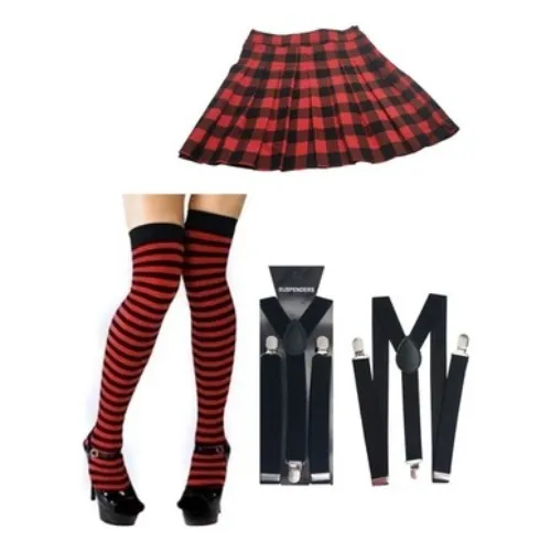 Black and Red Skirt and Socks + Suspensors