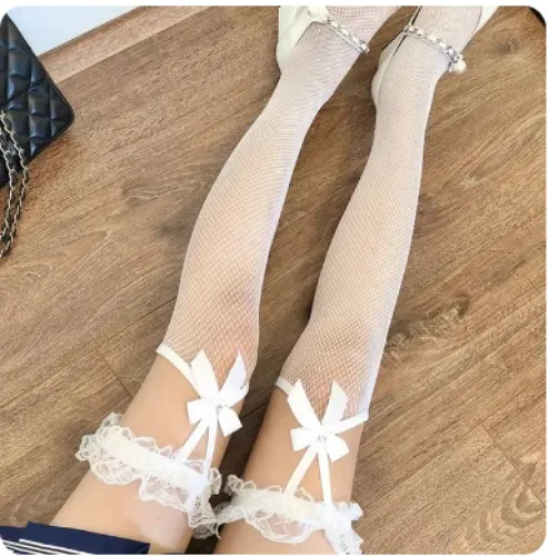 Fishnets with bowknot leash suspensor