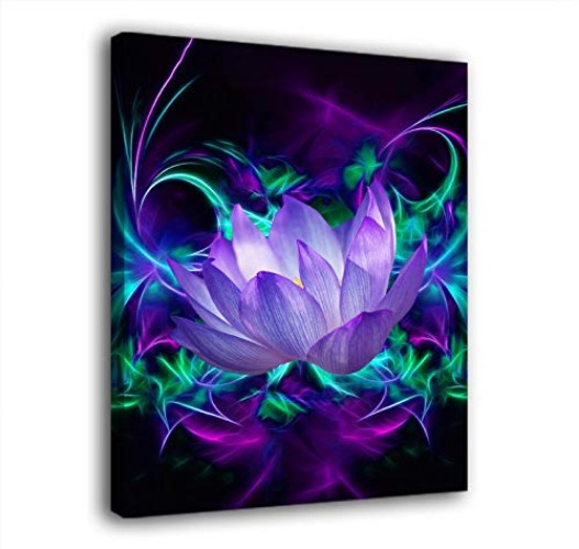 Purple Lotus Flower Canvas Wall Art Home Decoration Canvas Printing Posters Artwork Art Printed Picture Gifts Home Decor Living Room Bedroom - Purple Lotus Flower