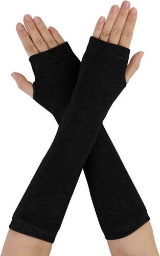 Allegra K Unisex Classic Fashion Stretch Fingerless Arm Warmers Oversleeve - One Size Black