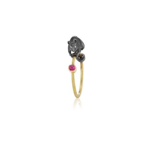 Rodent Ring | 18k Yellow Gold / Oxidized Sterling Silver / 7